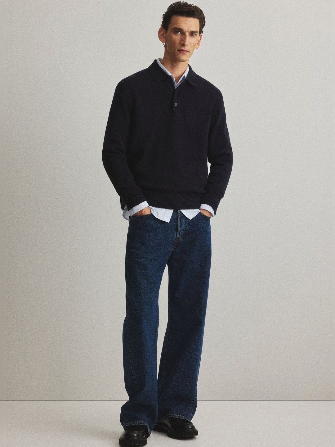 H&M Regular Fit Wool Polo Shirt