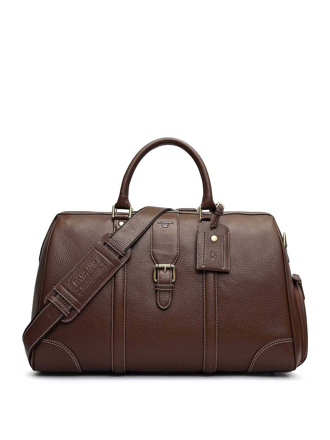 Da Milano Leather Medium Casual Duffel Bag Wit Two Short Handles