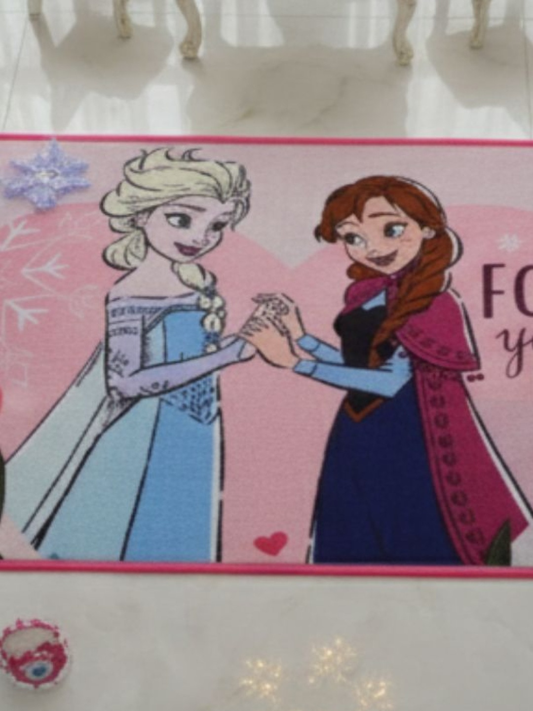 Athom Living Kids Disney Frozen Sisters Printed Anti-Skid Nylon Carpet