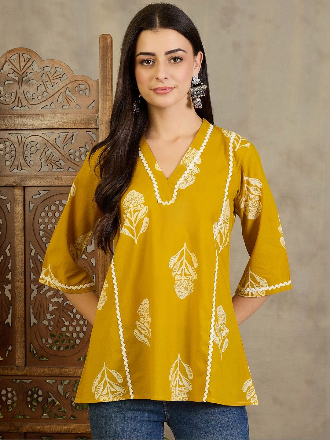 VANSIRI Floral Print Cotton Top