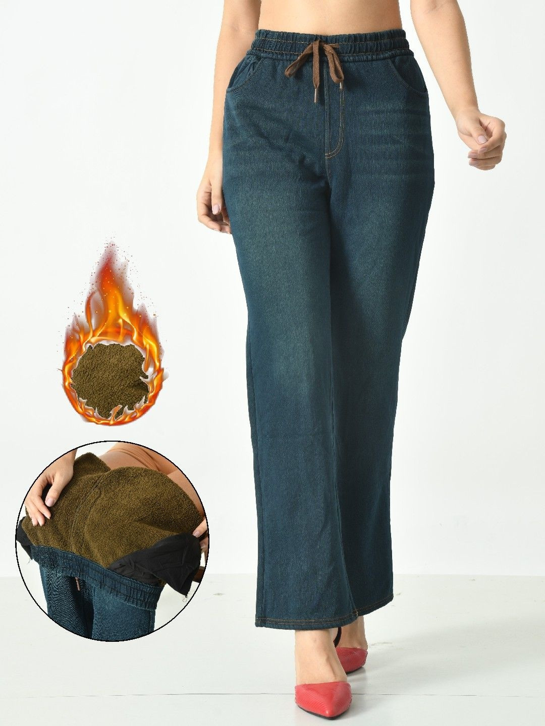 POSMEE Fleece Lined Winter Warm Jeans