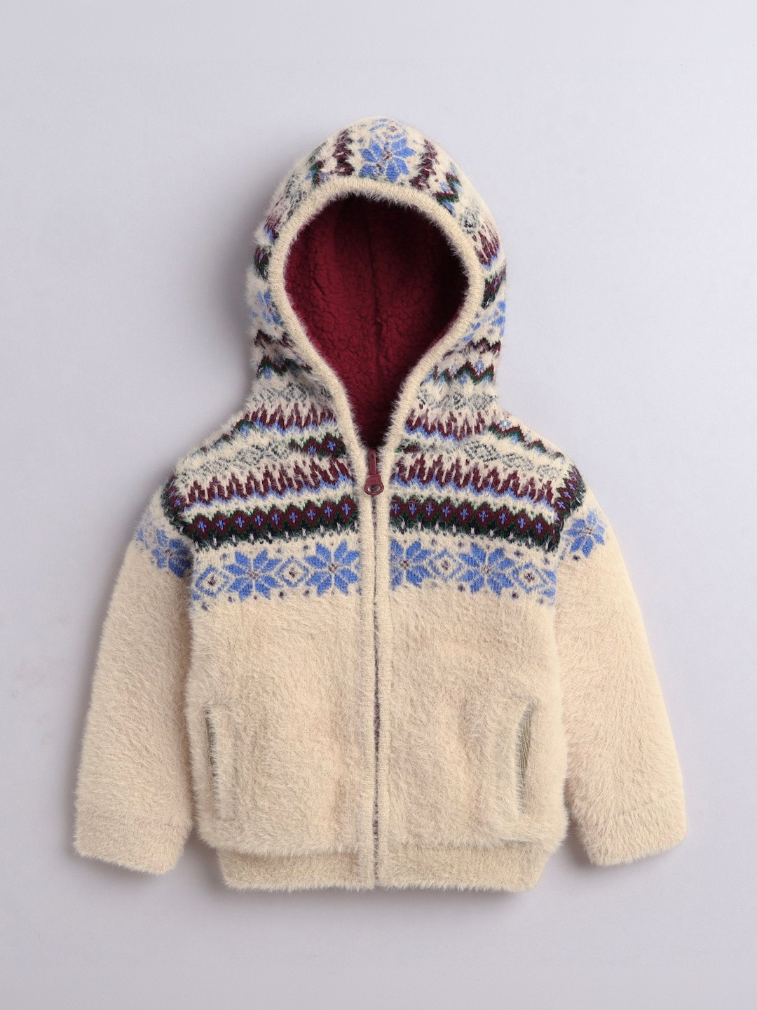 Yellow Apple Girls Fair Isle with Fuzzy Detail