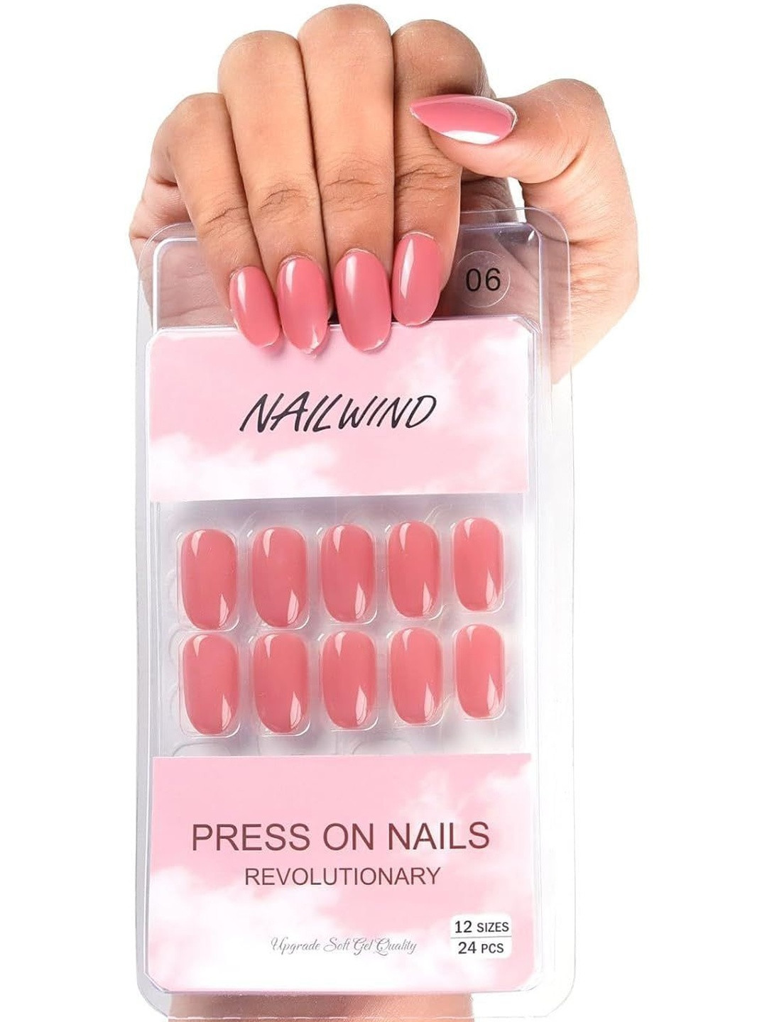 NAILWIND Set Of 24 Press On Nails - Pink- V-6