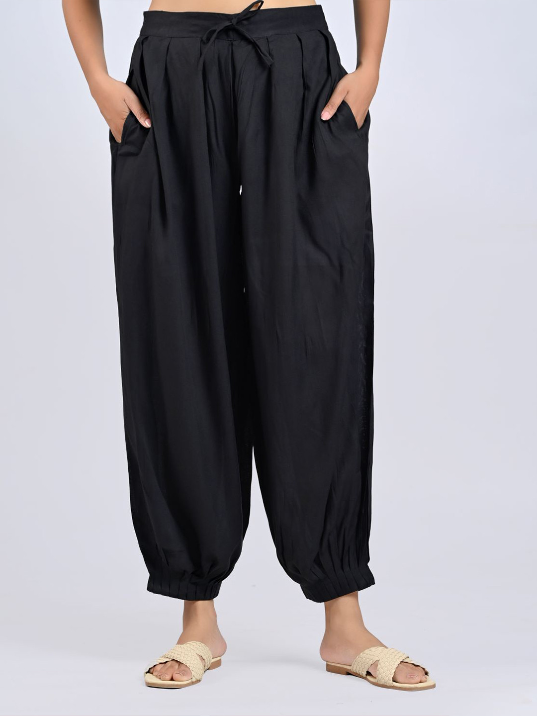 PalloStyle Women Flared Knitted Ethnic Palazzos