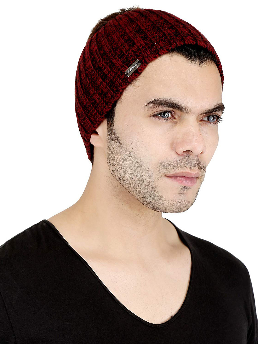 Bharatasya Men Maroon Woolen Beanie