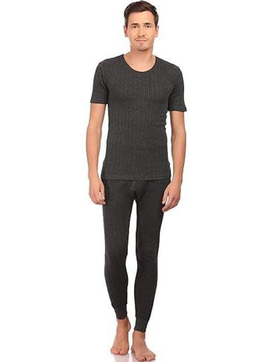 NEVA Men Ribbed Mid-Rise Thermal Bottoms