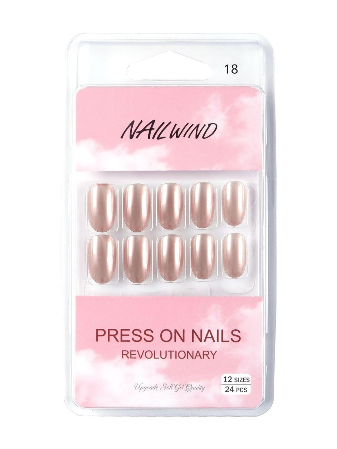 NAILWIND Set Of 24 Press On Nails - Rose  - V-18