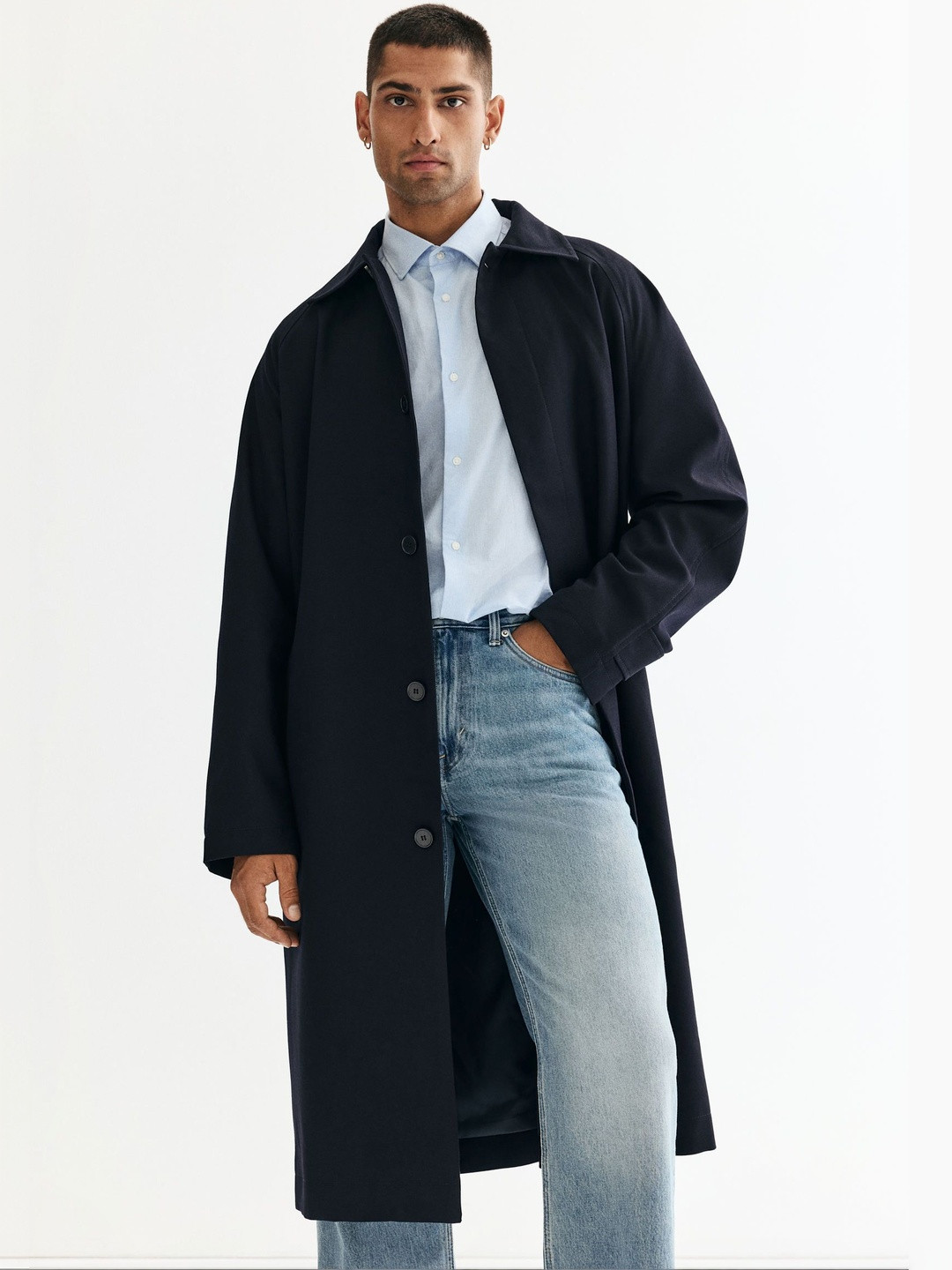 H&M Loose Fit Belted Mac-Style Coat