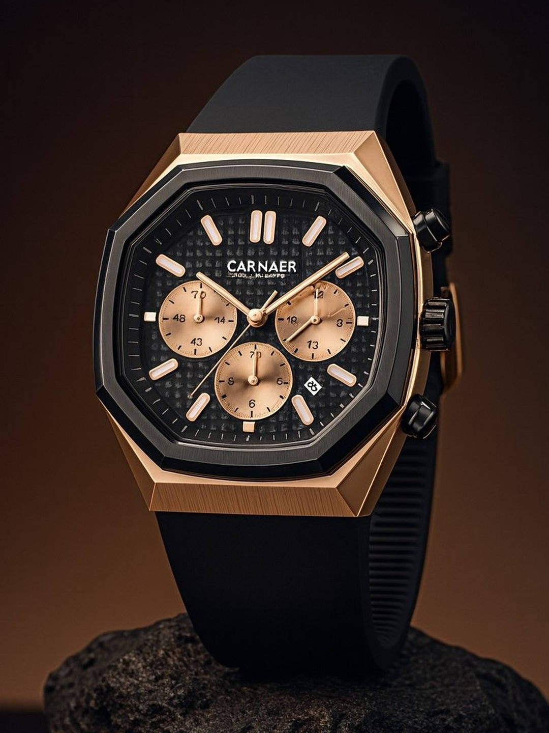 Carnaer Men Dial & Straps Analogue Watch CN-8310-Blk-RsGld