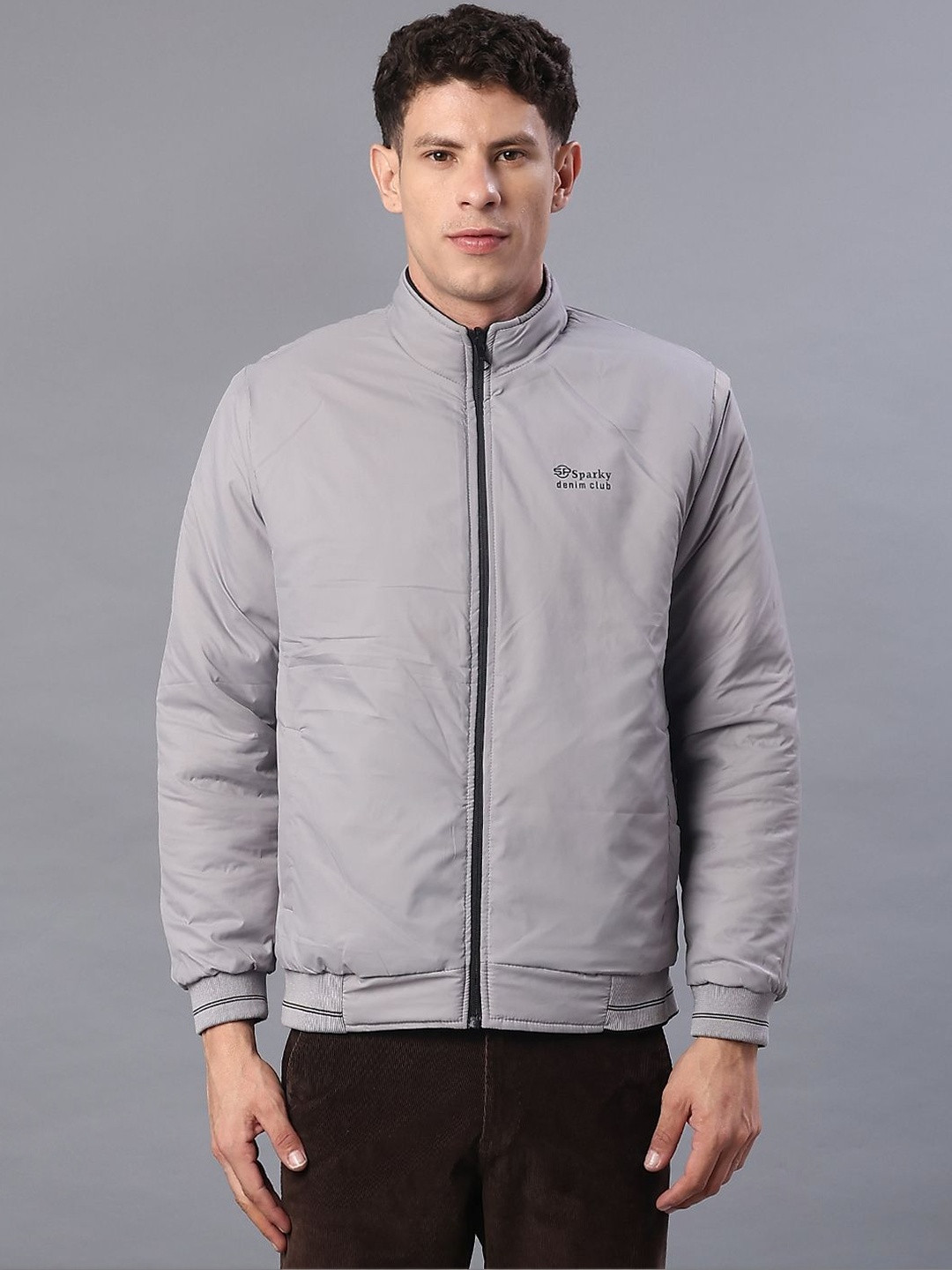 V-Mart Men Brand Logo Reversible Bomber Jacket