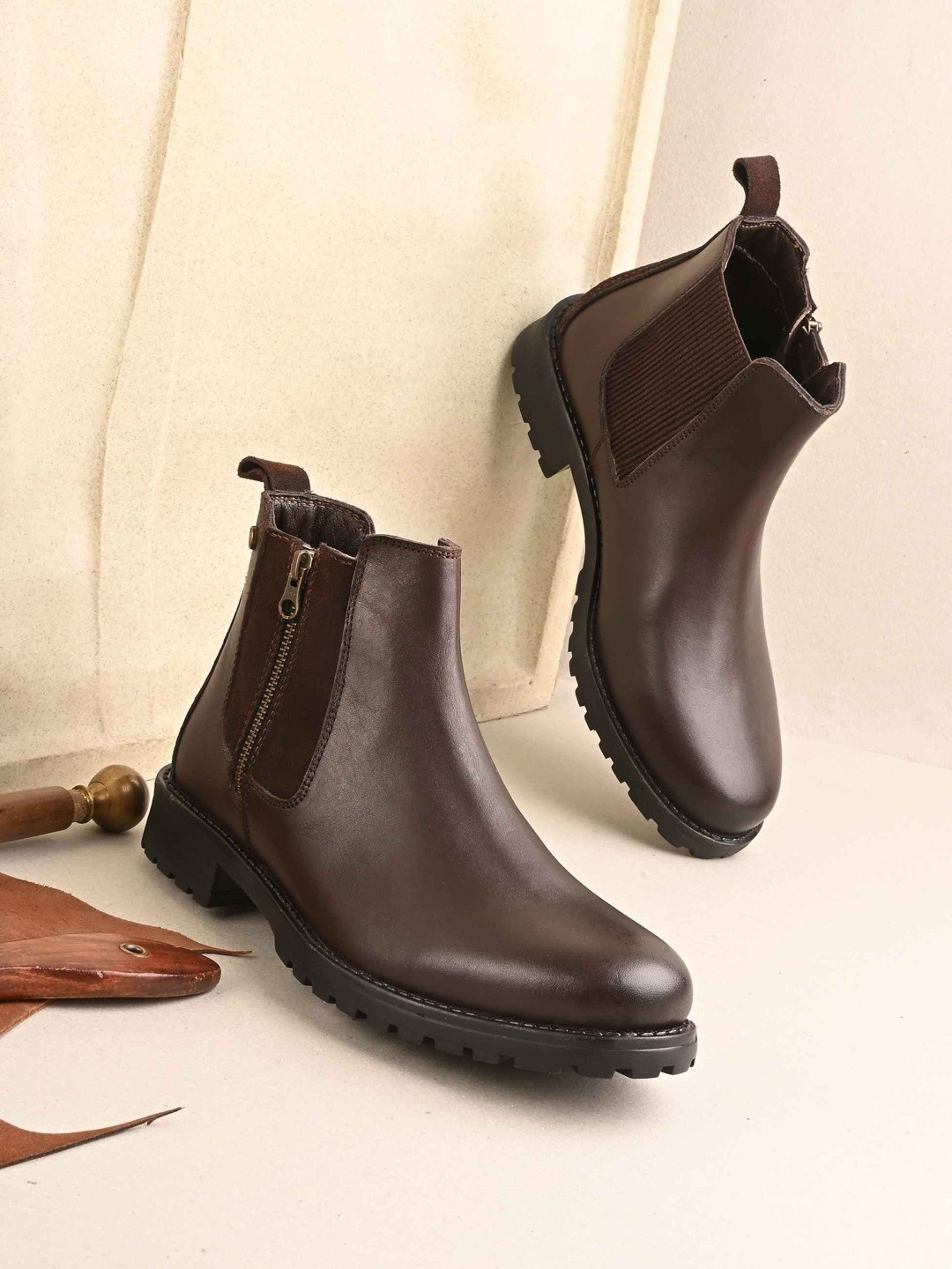 MONDAIN Men Round Toe Regular Boots