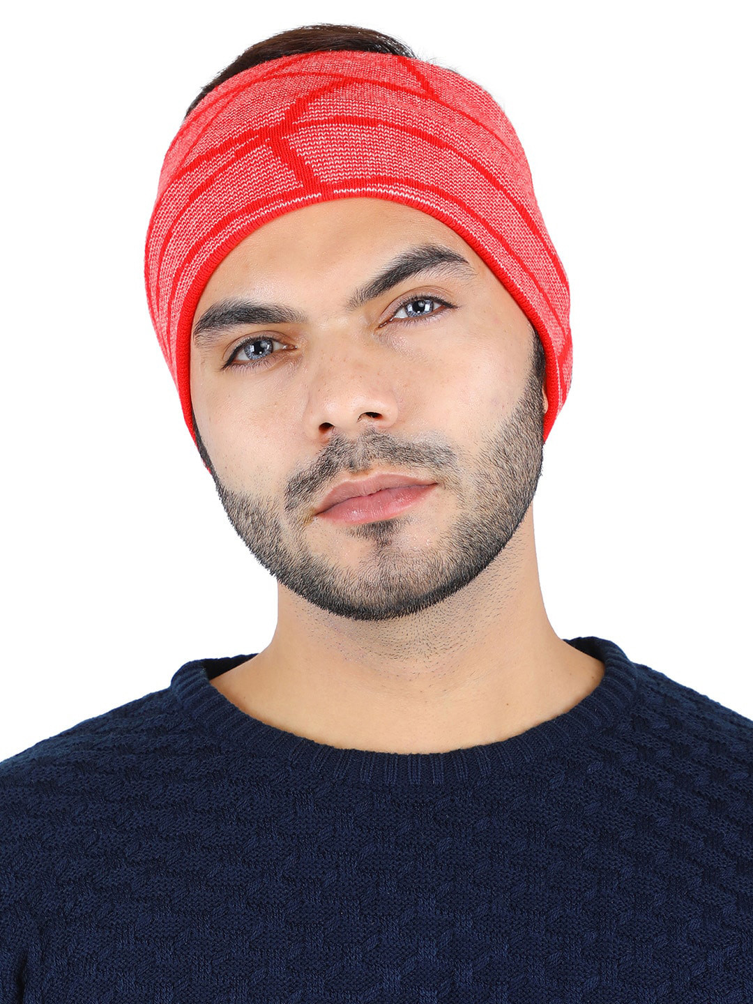 Bharatasya Men Red Woolen Headband