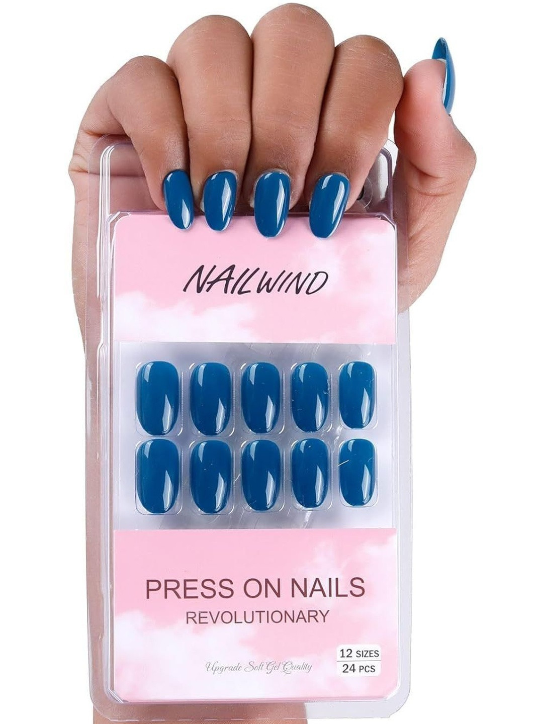 NAILWIND Set Of 24 Press On Nails - Blue - V-10