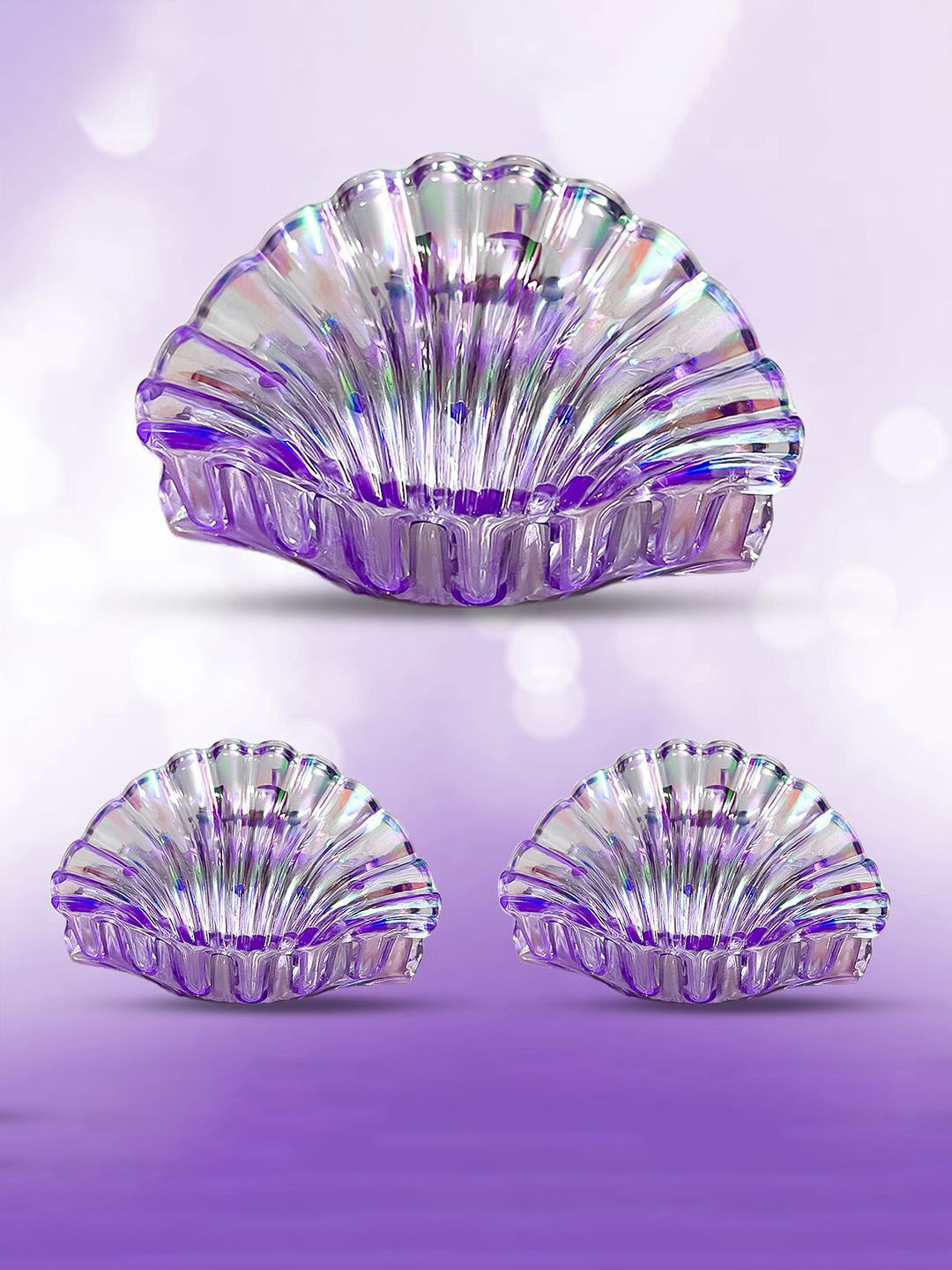 MAJESTIQUE Girls Set of 3 Sea Shell-Shaped Claw Clip