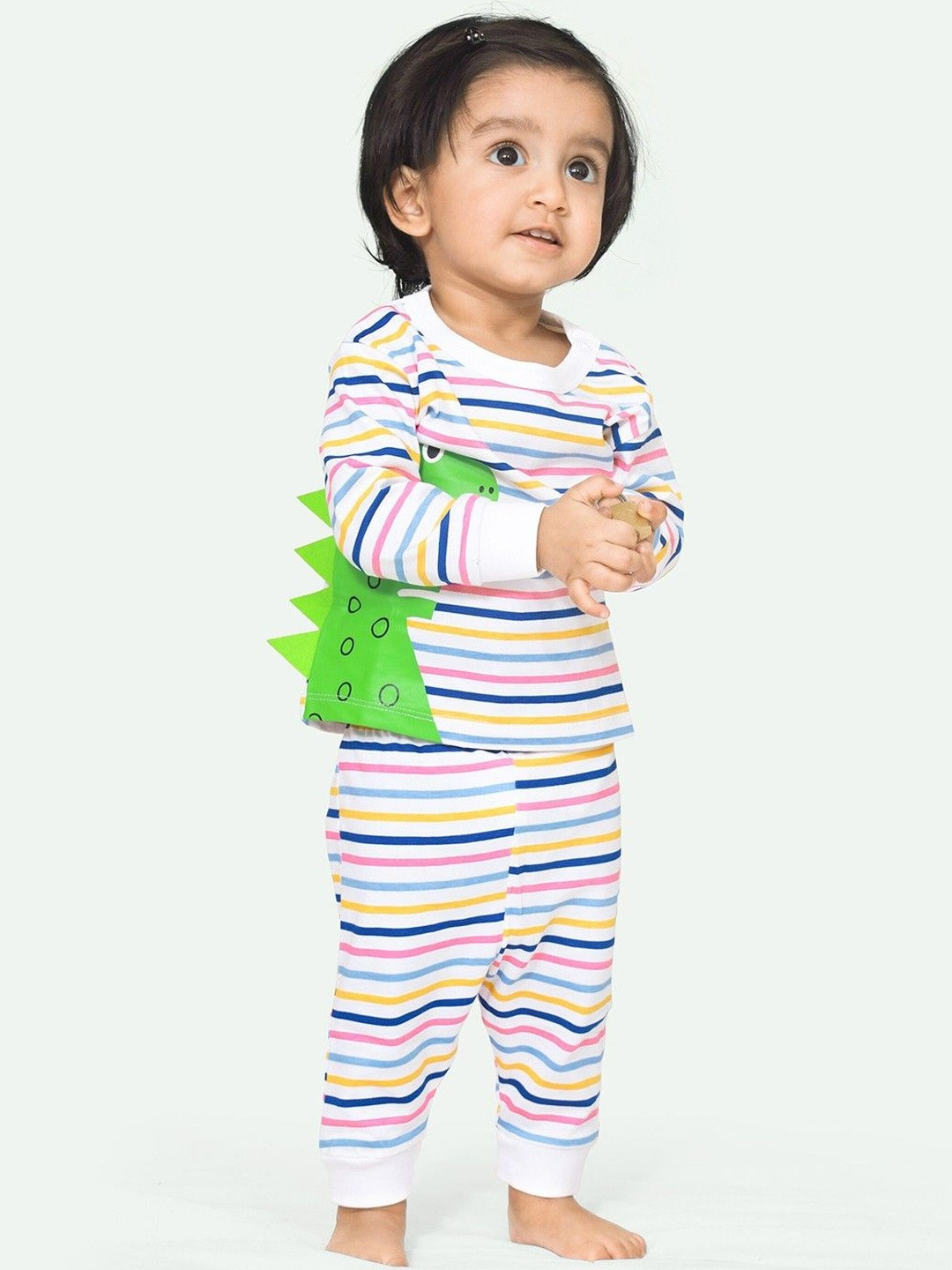 ariel Round Neck Pure Cotton Fleece T-Shirt With Pyjama Clothing Set