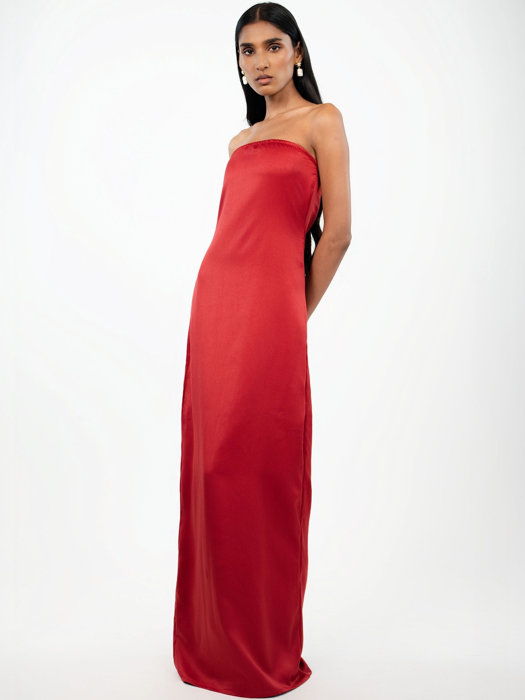 COLOR CAPITAL Satin Sheath Maxi Dress