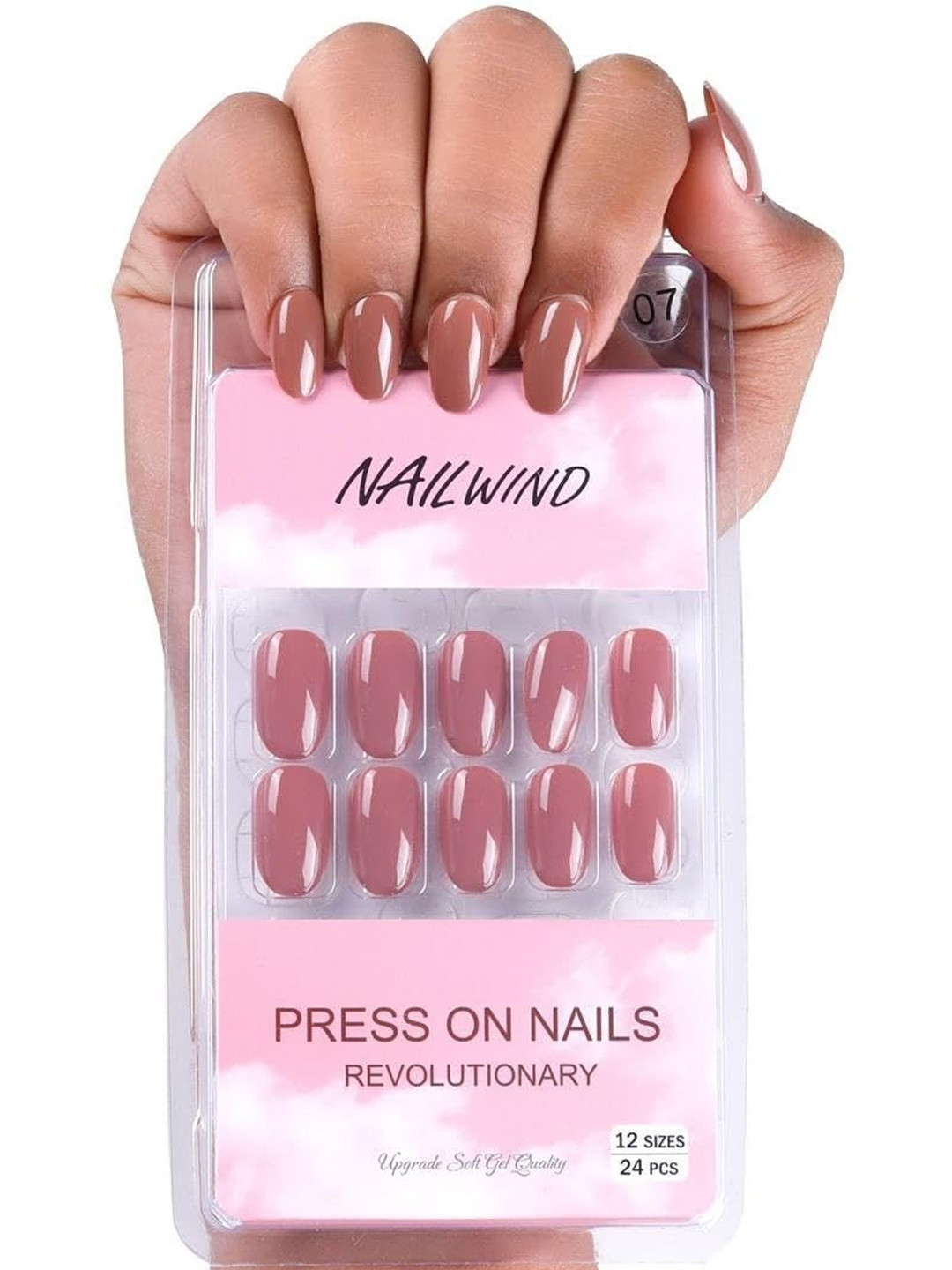NAILWIND Set Of 24 Press On Nails - Pink - V-7