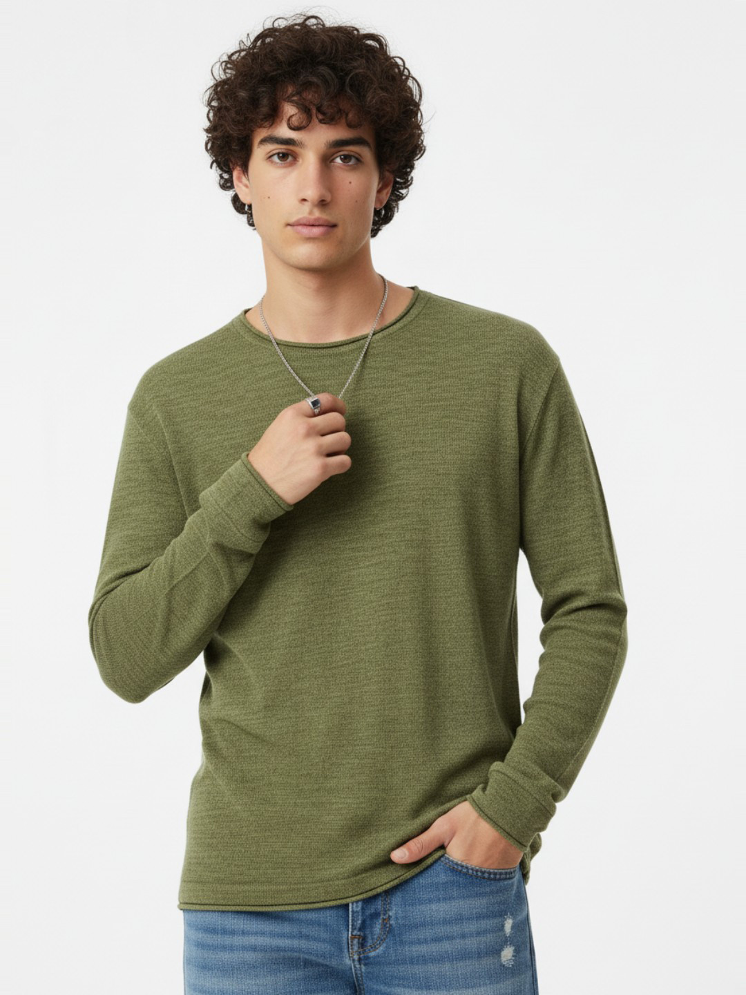 glitchez Raw Edge Relaxed Pullover Sweater