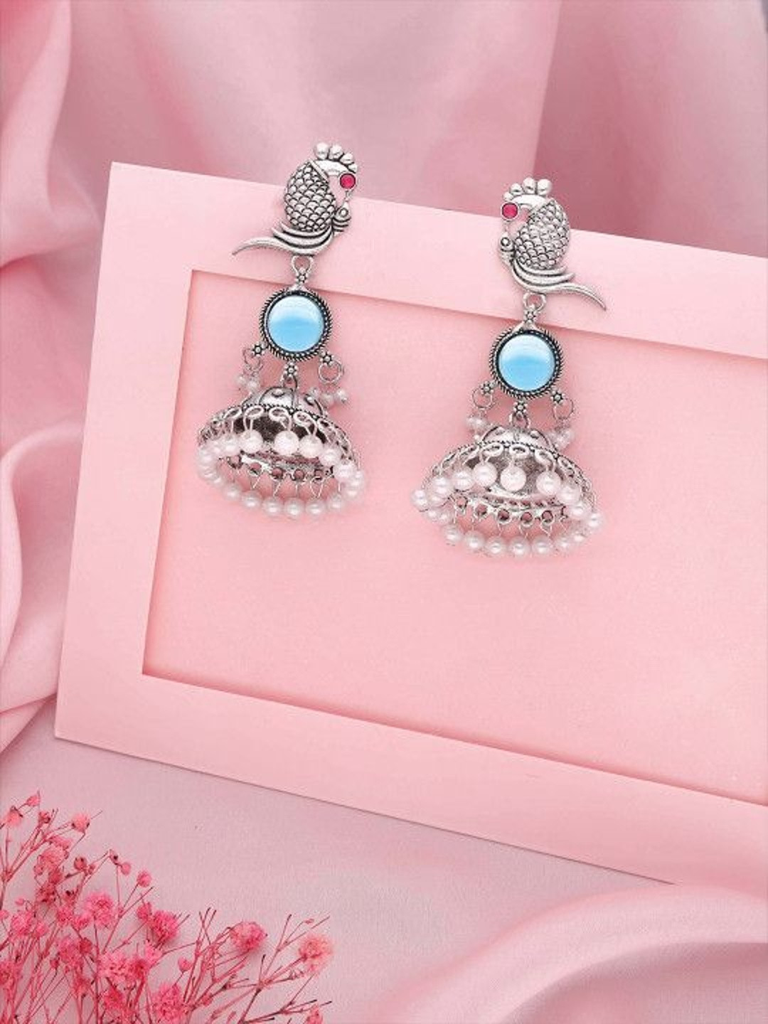 Tipsy closet Peacock Shaped Jhumkas Earrings
