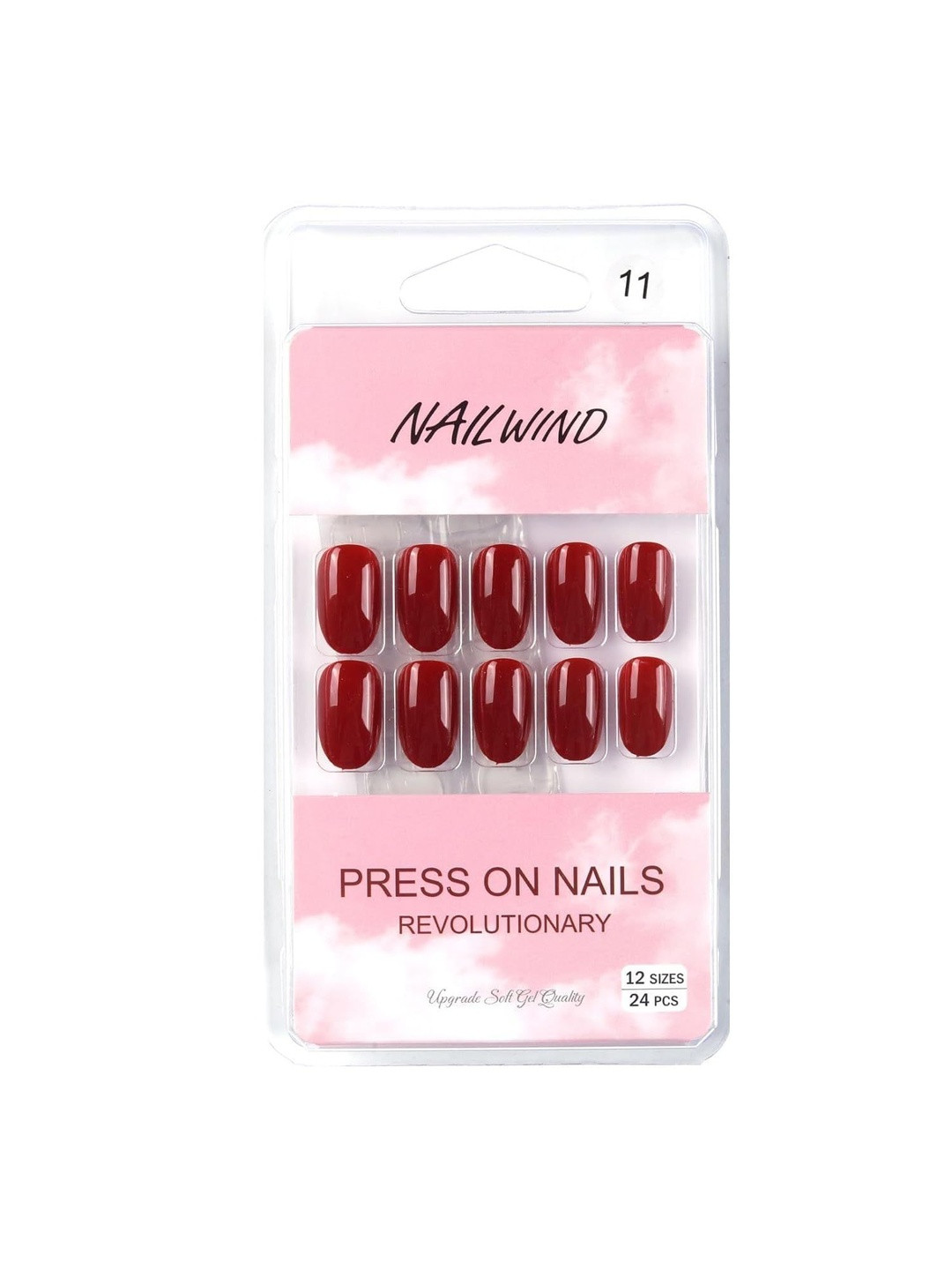 NAILWIND Set Of 24 Press On Nails - Red - V-11