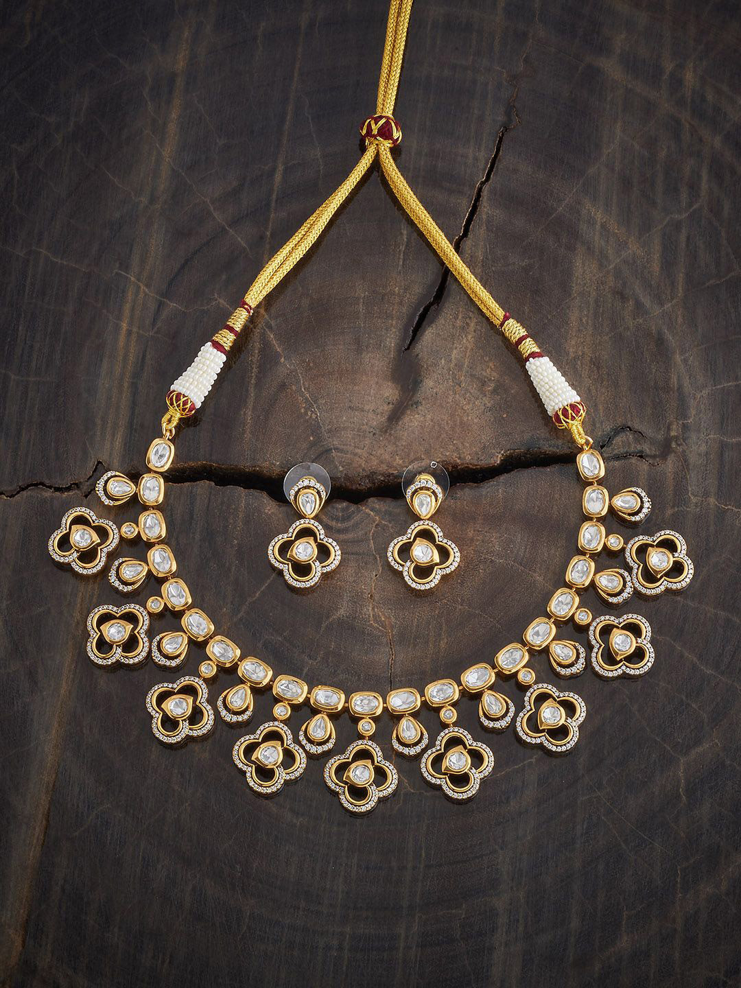 Kushal's Fashion Jewellery Embellished Bridal Kundan Stone Studded Jewellery Set