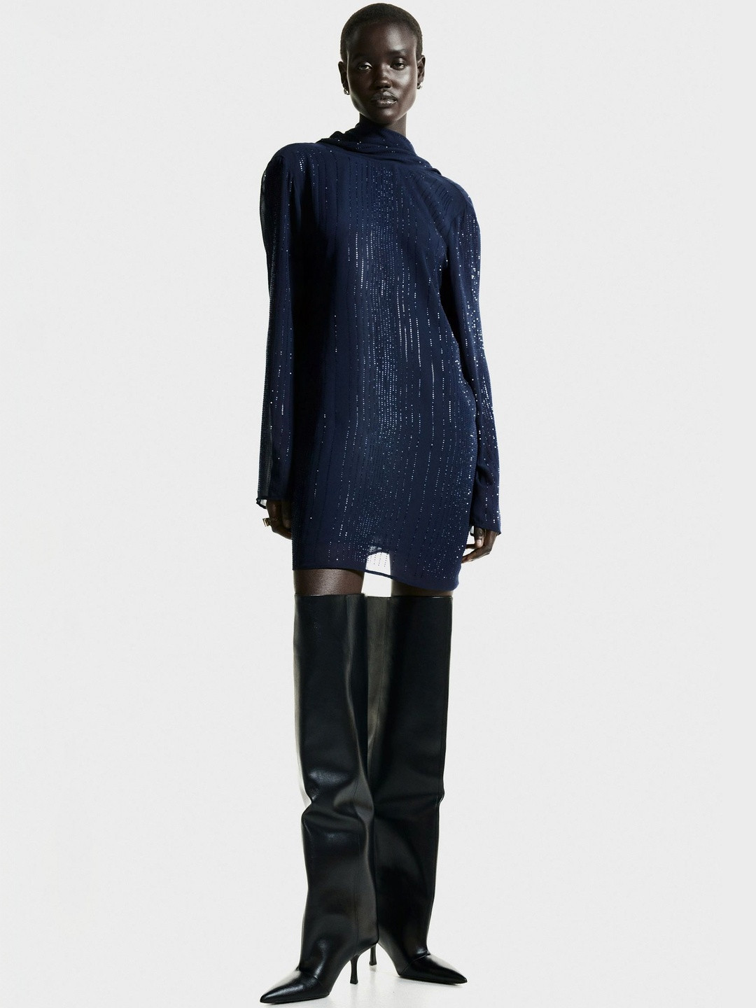 H&M Embellished Cowl-Back Dress