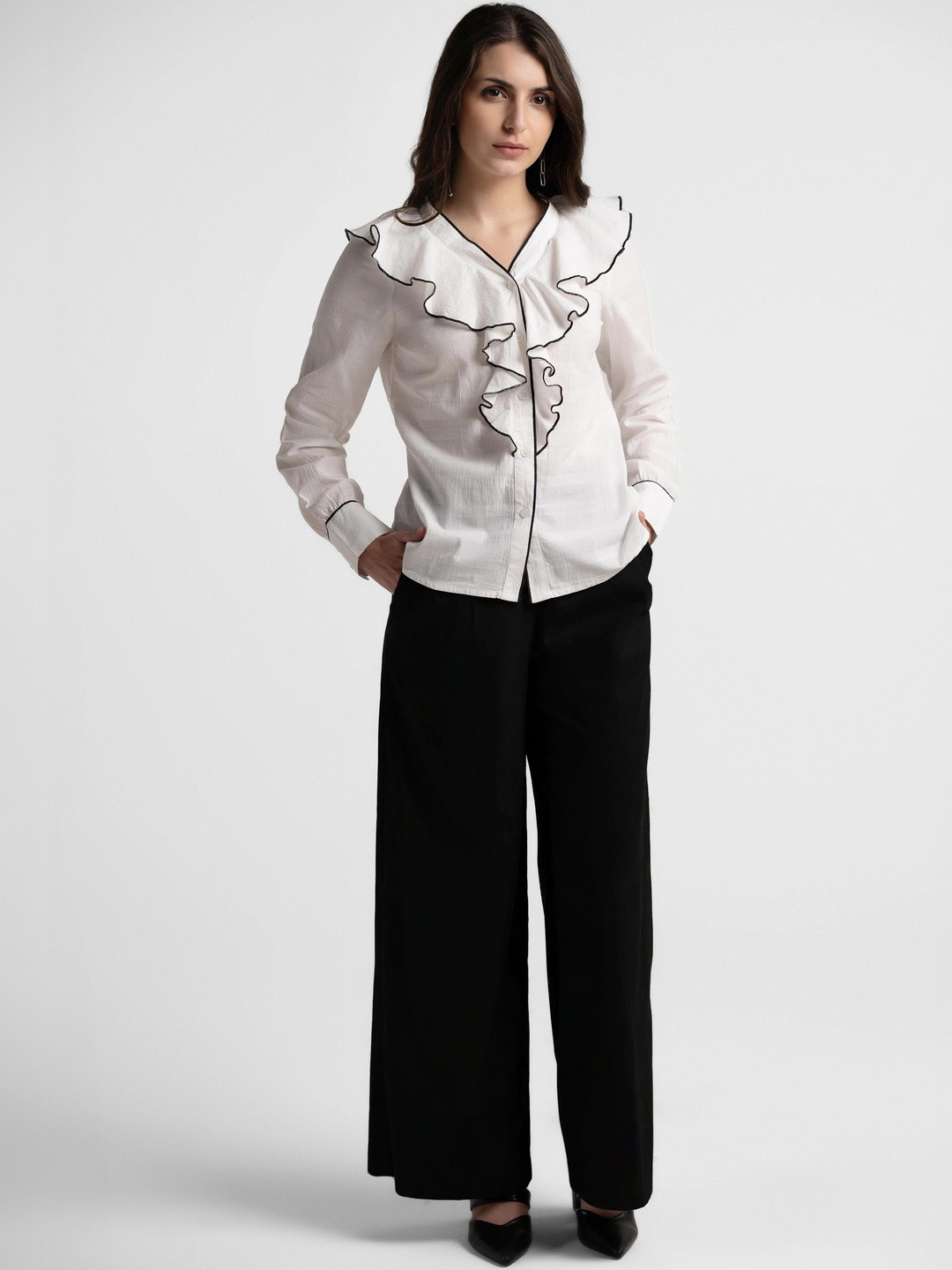 COVE AND LANE Ruffles Cotton Top