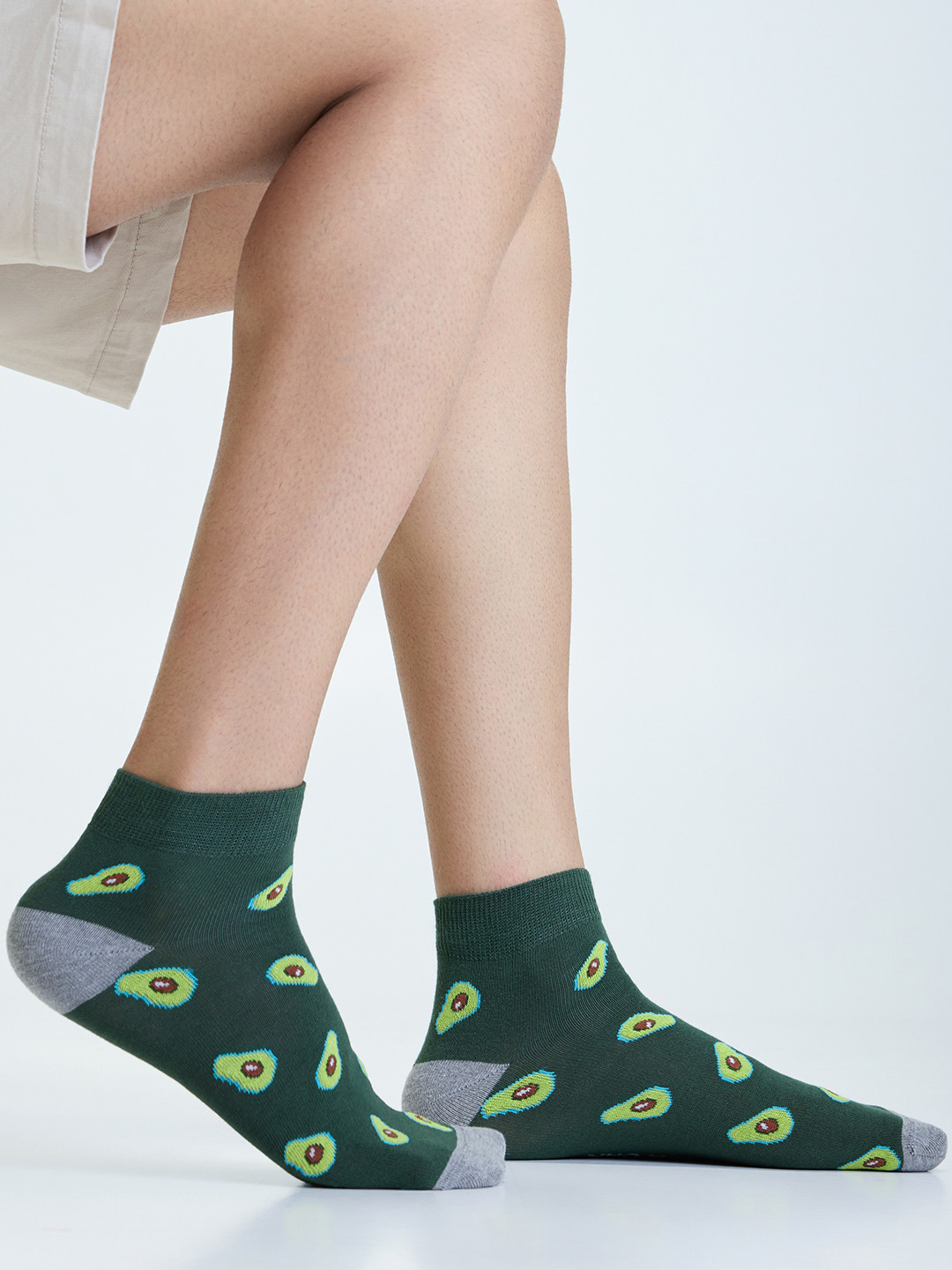 Mint & Oak Men Avocado on Toes Patterned Ankle Length Socks