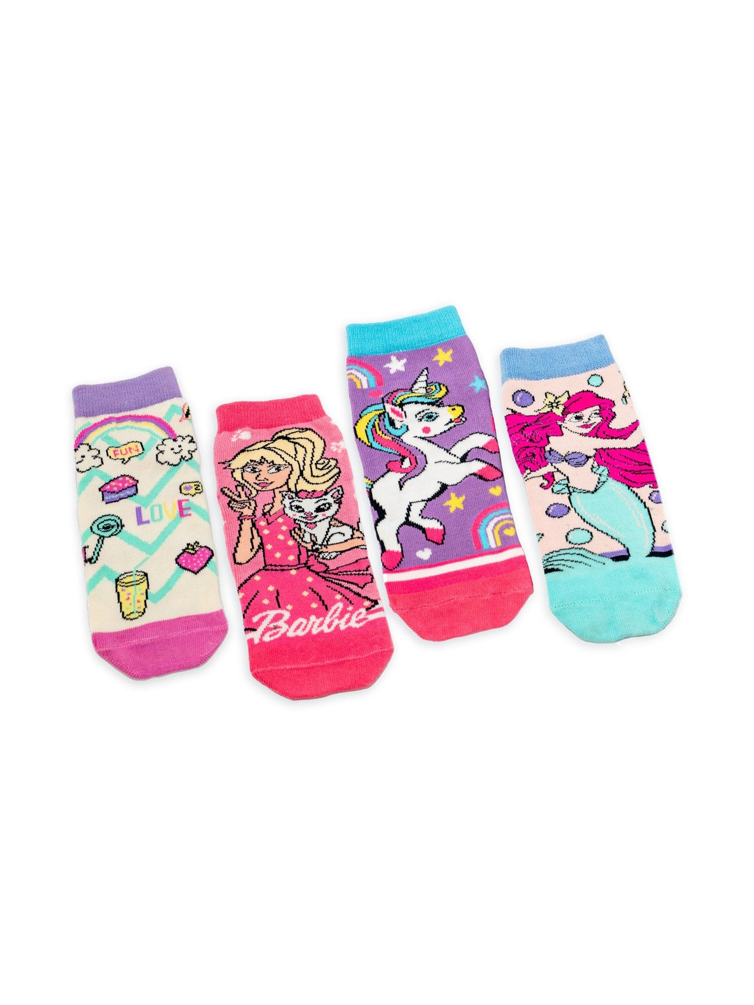 NEONERA Girls Pack Of 4 Printed Ankle Length Cotton Socks