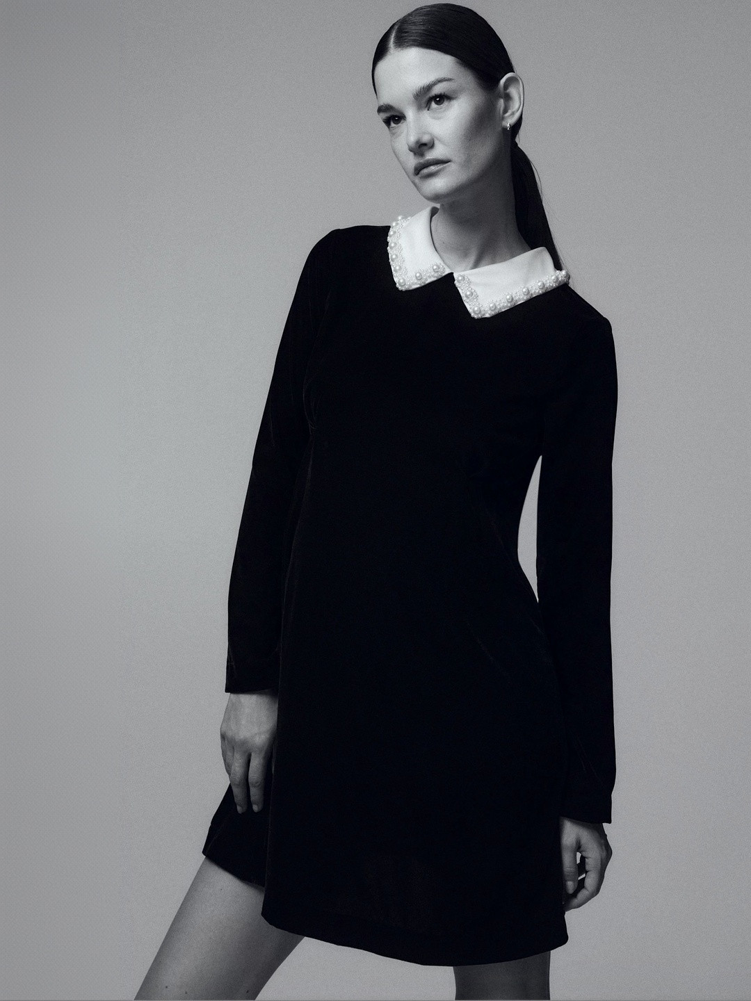 H&M MAMA Collared Velvet Dress