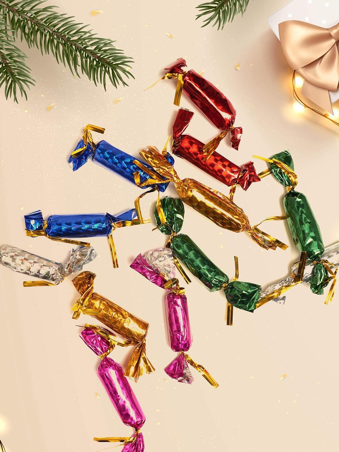 PROKART Green & Pink Glittered Premium Christmas Mixed Decorations Ornaments