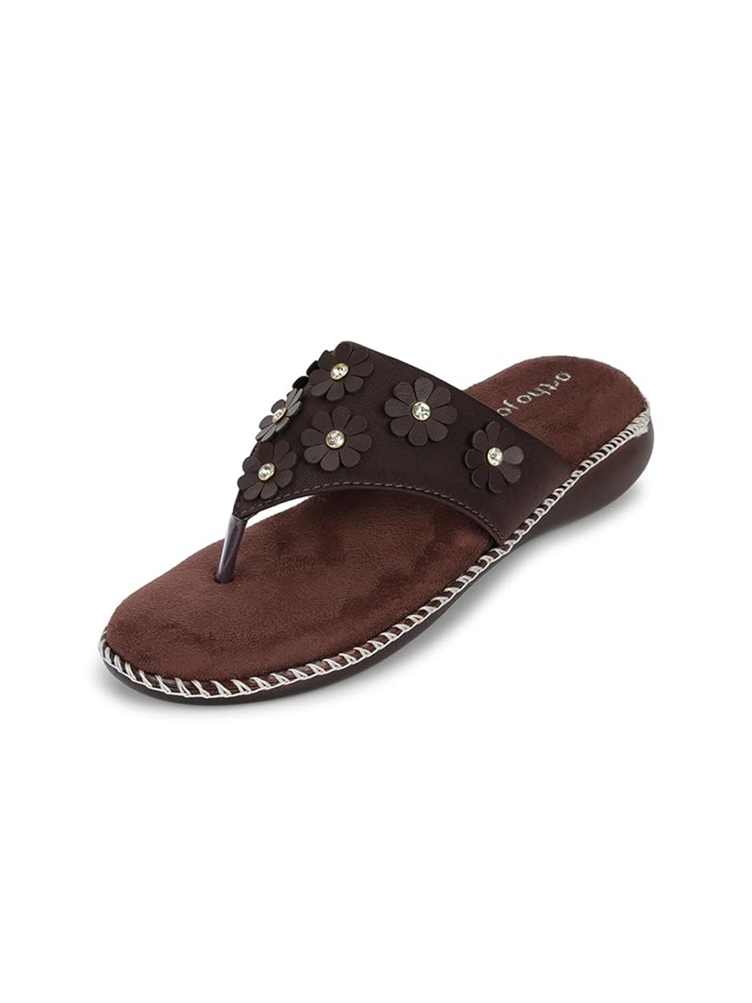 ORTHO JOY Women Brown Flip Flops