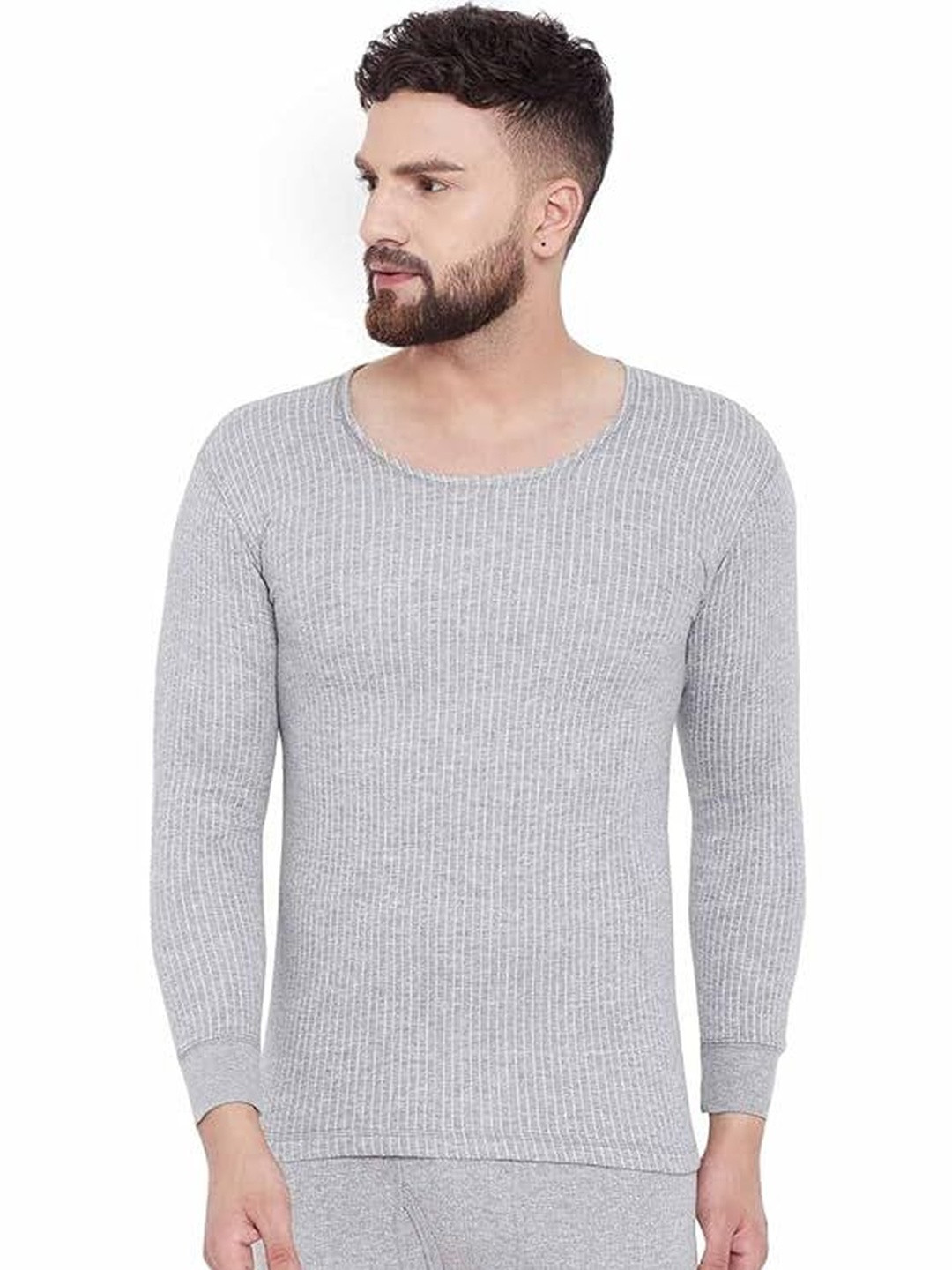 NEVA ESANCIA Men Ribbed Round Neck Winter Wear Thermal Top