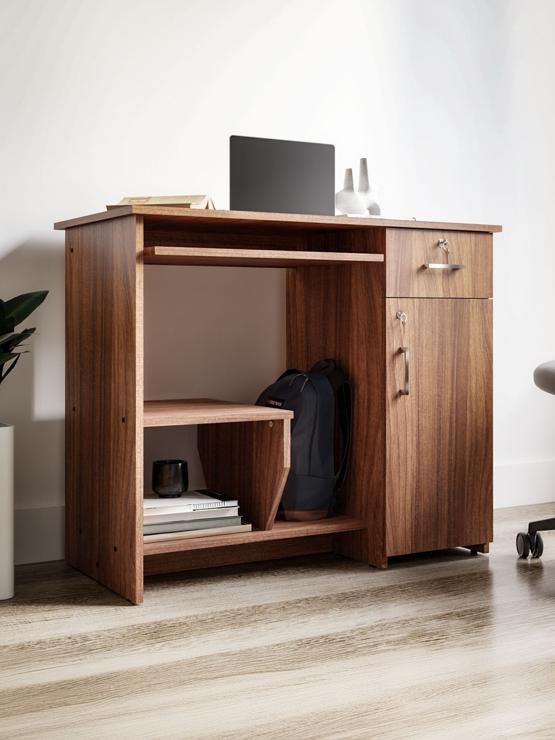 neuspace Brown Engineered Wood omputer Desk Study Table