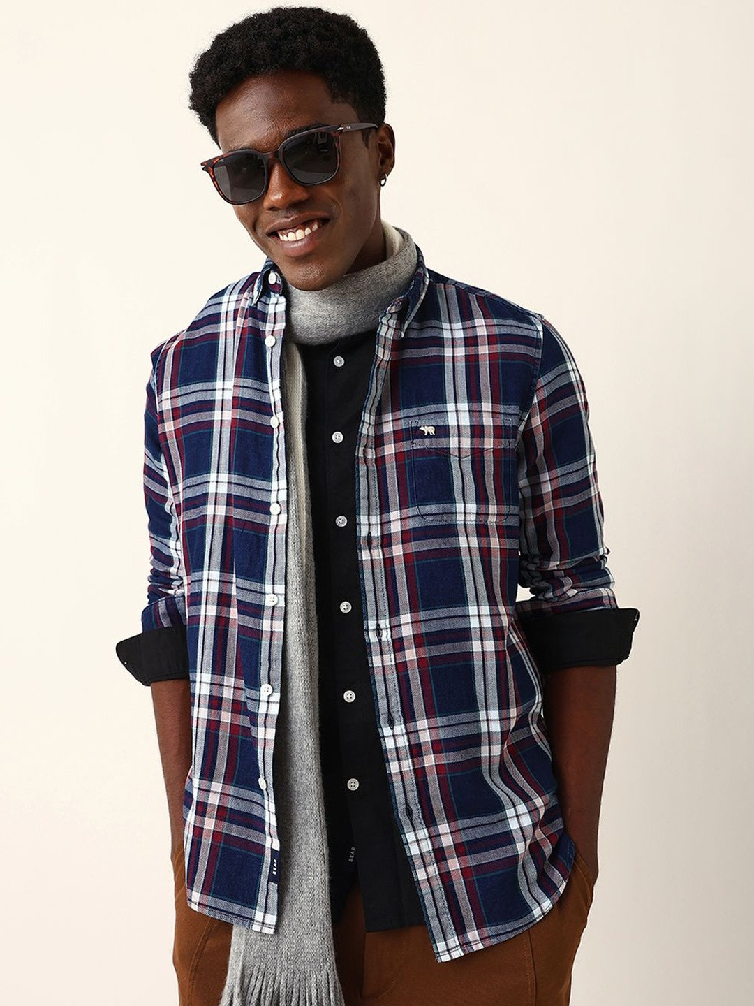 THE BEAR HOUSE Men Slim Fit Checked Casual Shirt
