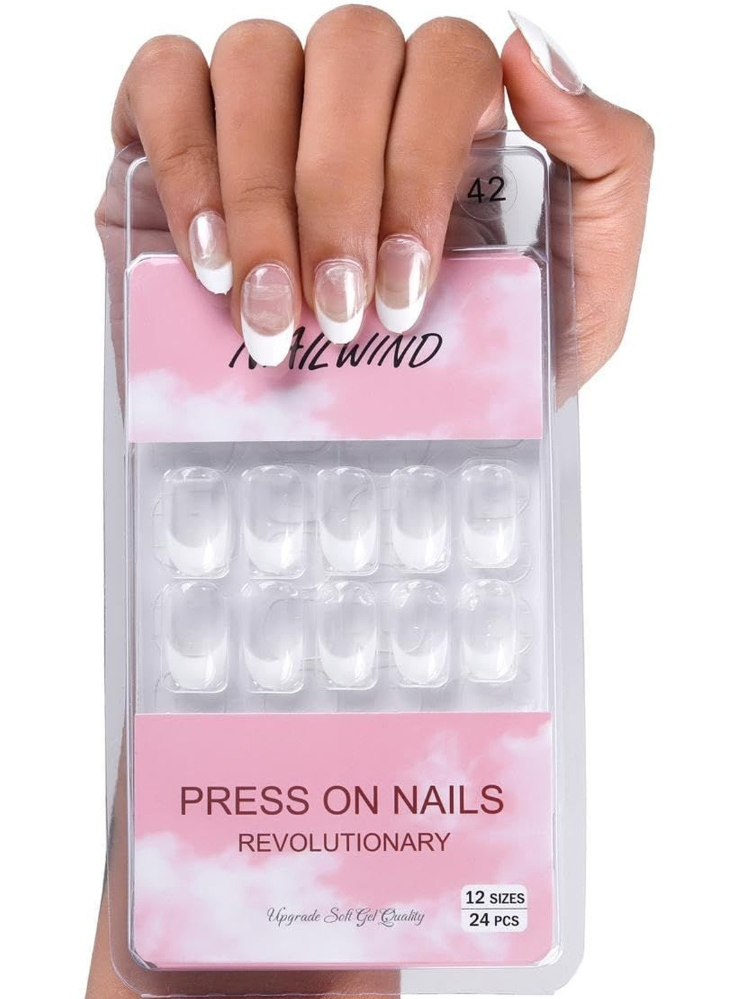 NAILWIND Set Of 24 Press On Nails - Transparent - V-42