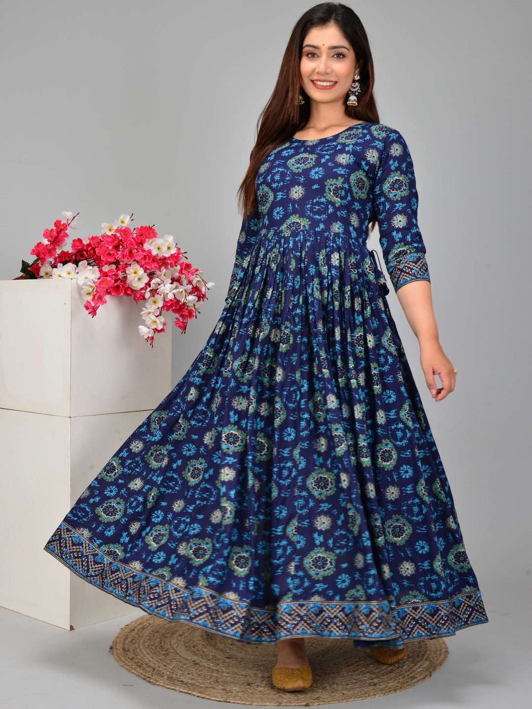 Pahanawa Bohemian Print Fit & Flare Maxi Dress