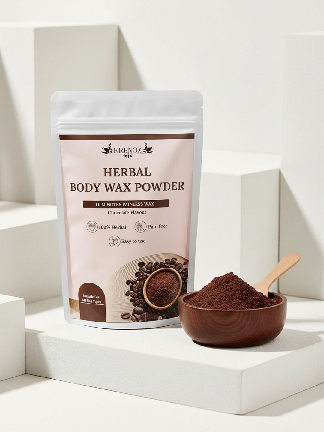 KRENOZ Herbal Body Wax Powder - 100 g - Chocolate Flavor