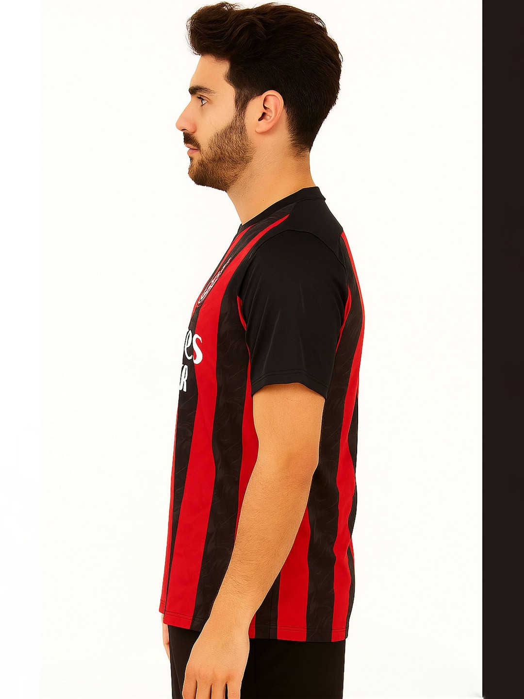 dostitch Men A C Milan Striped Dri-FIT T-shirt