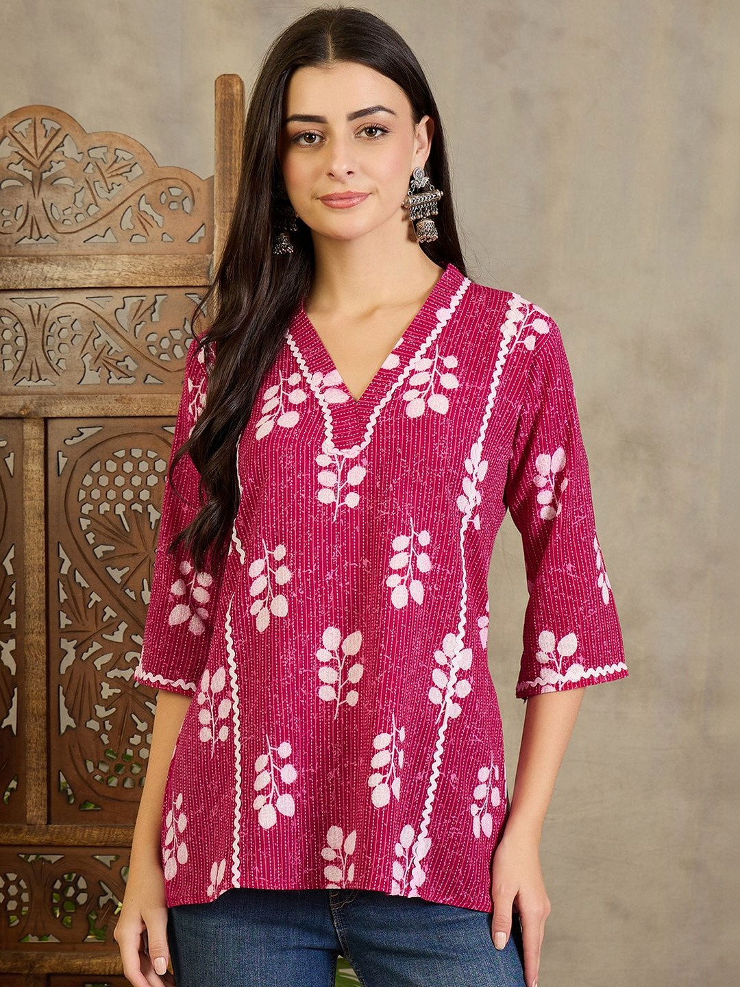 VANSIRI Floral Print Cotton Top