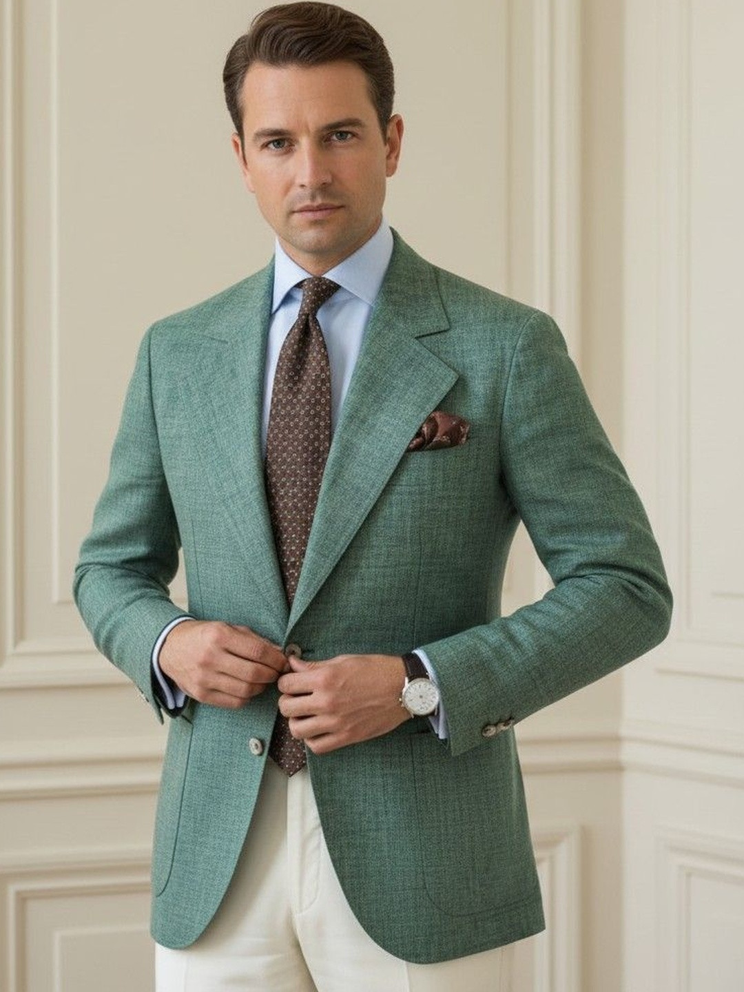INVICTUS Checked Notched Lapel Long Sleeves Single Breasted Blazer