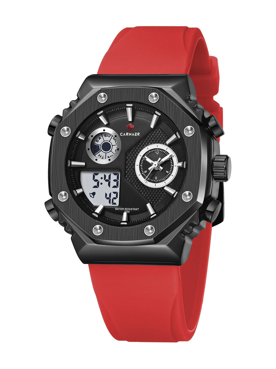 Carnaer Men Dial & Straps Analogue Watch CN-8806-Rd-Blk