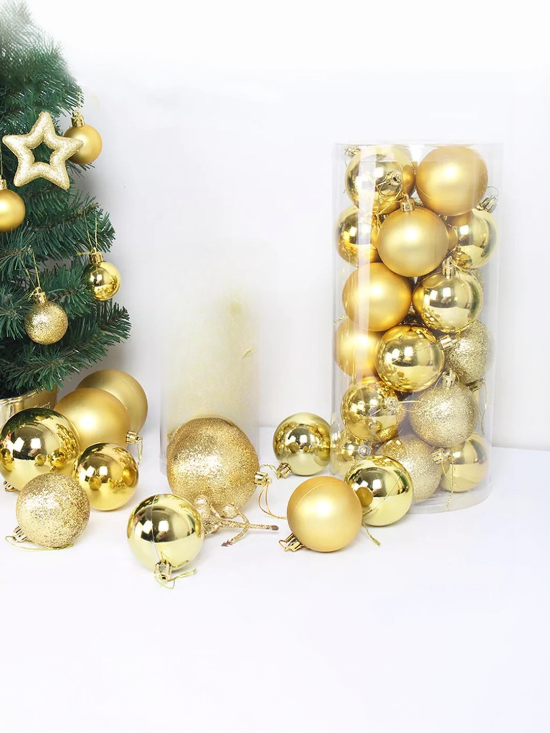 CraftVatika 24Pcs Brown Christmas Hanging Ball Ornaments