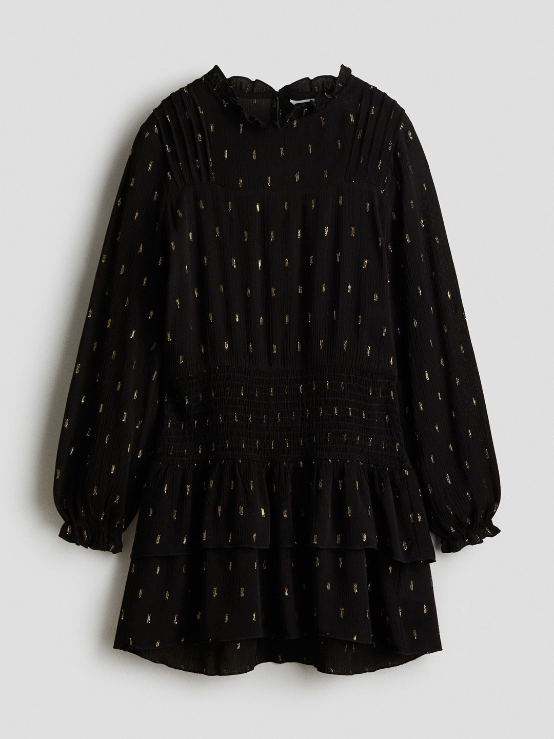 H&M Girls Frill-Trimmed Smock-Detail Dress
