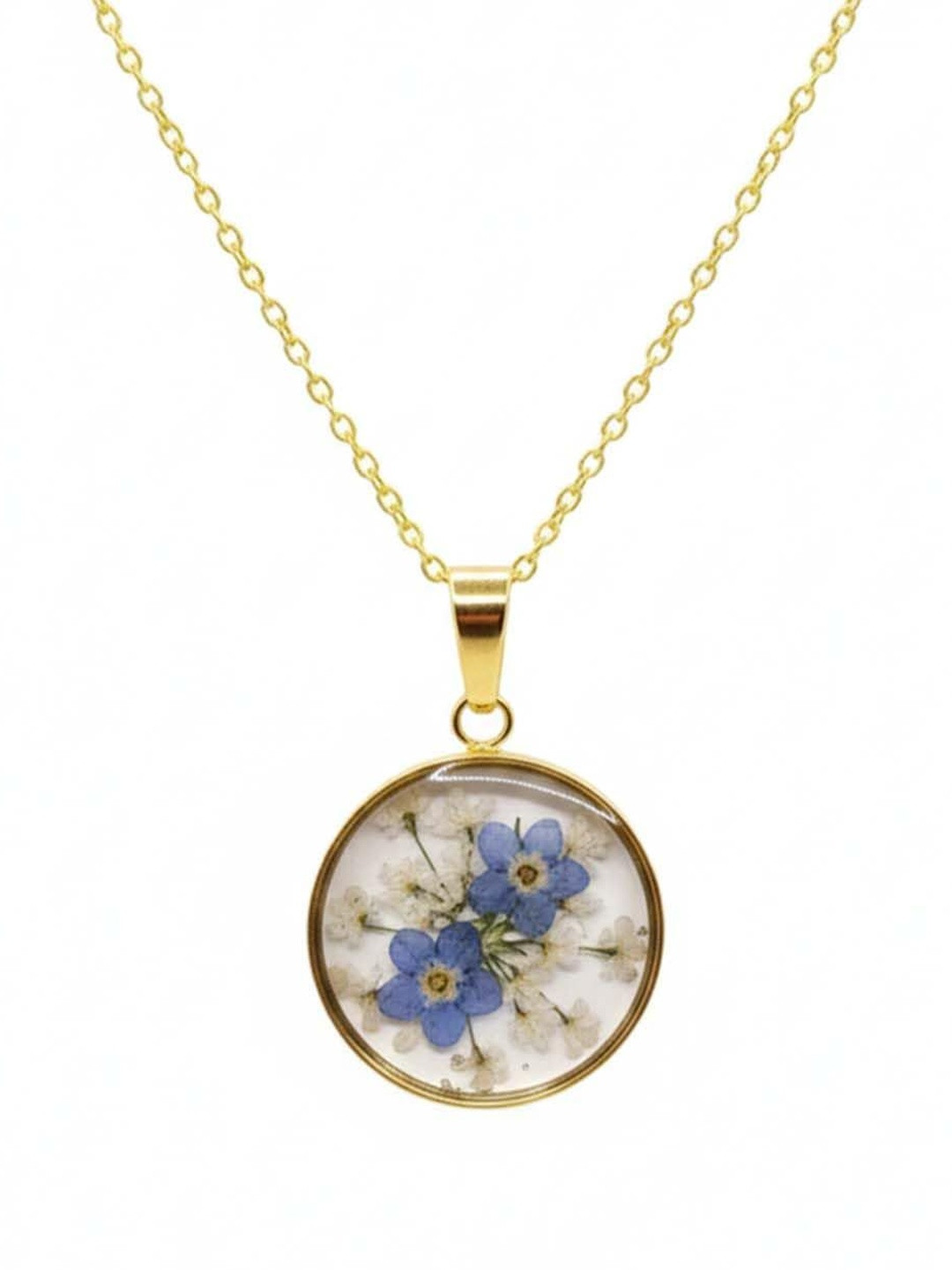 Dainty Little Shop Circular Pendants with Real Pressed Flowers
