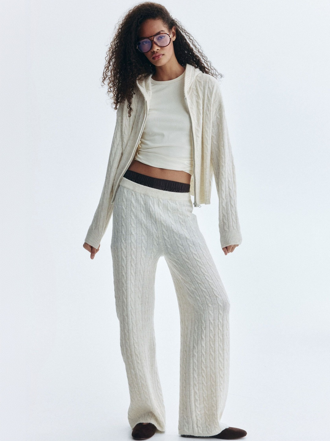 H&M Cable-Knit Zip-Through Cardigan