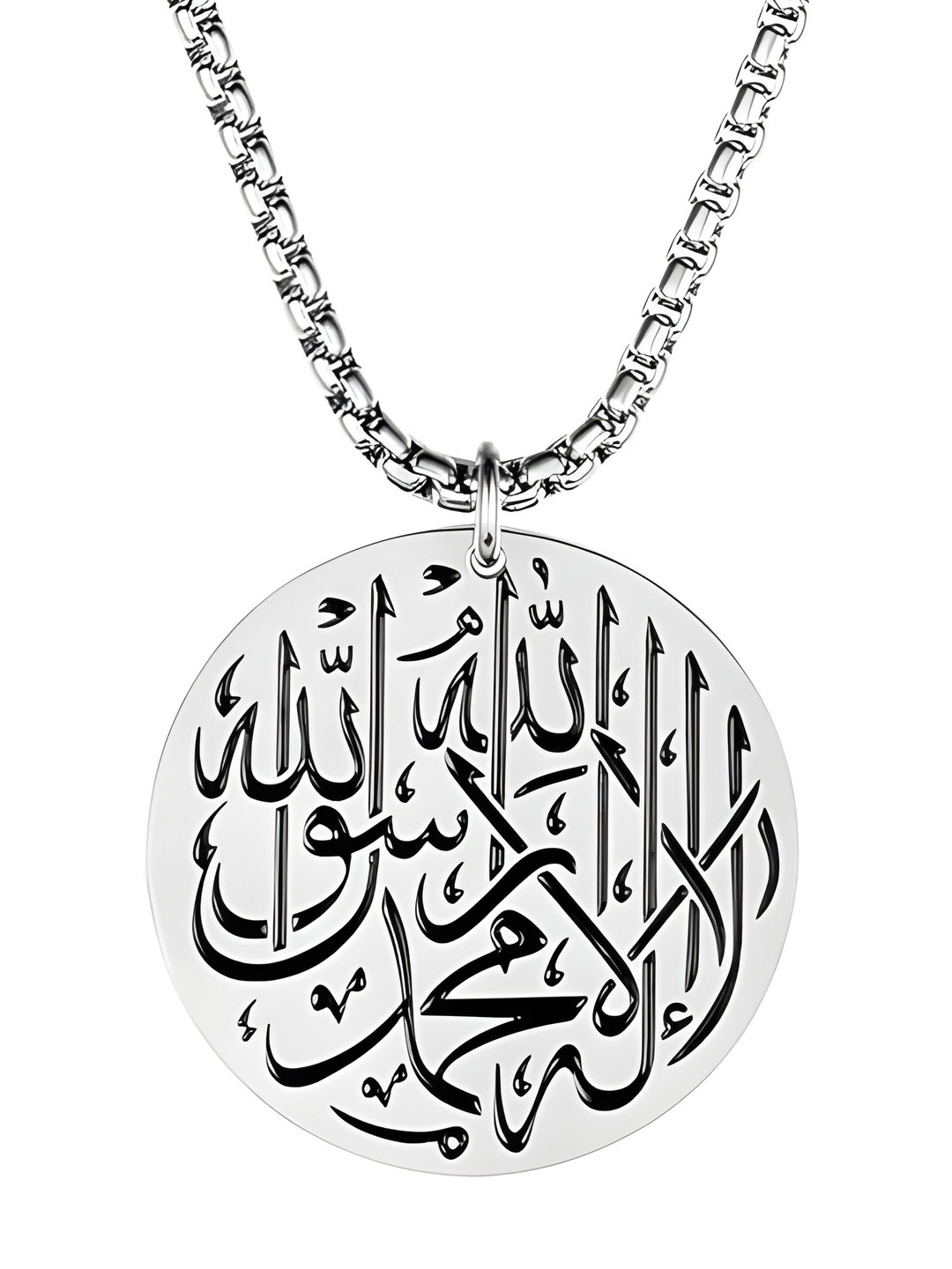 THE MEN GIFT Rhodium-Plated Circular Pendants with Chains