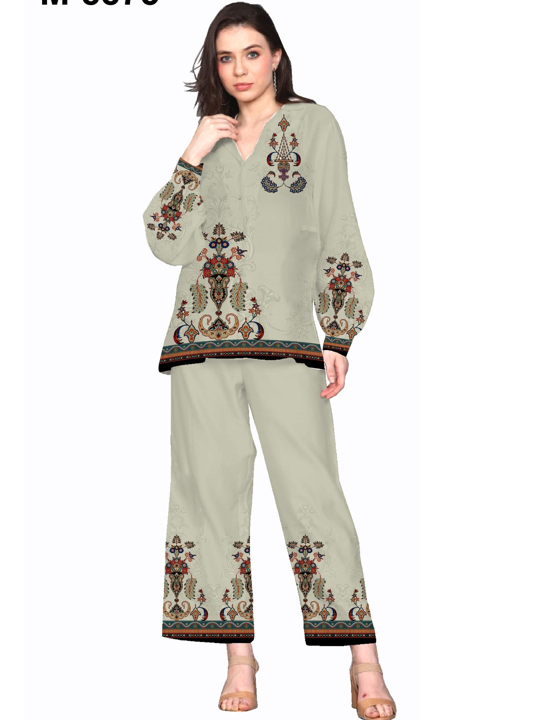 SHIVAM FABRICS Floral Print Shirt & Palazzos Co-Ords