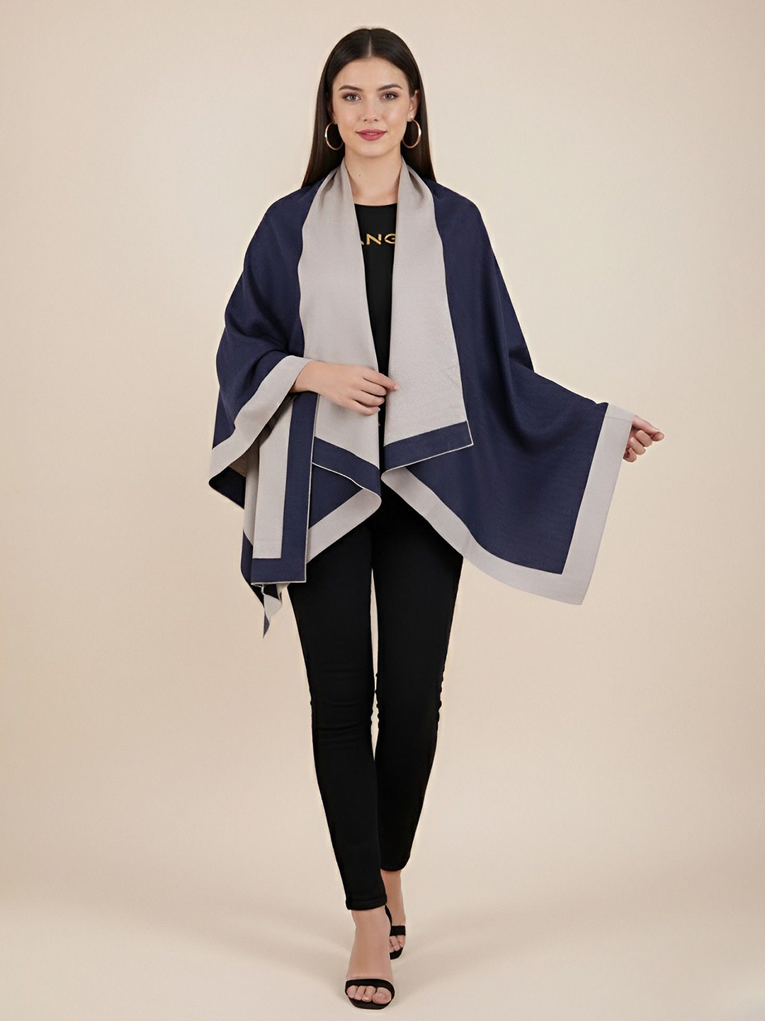 MUFFLY Women Colourblocked Soft Warm Elegant Winter Woolen Stole with Contrast Border