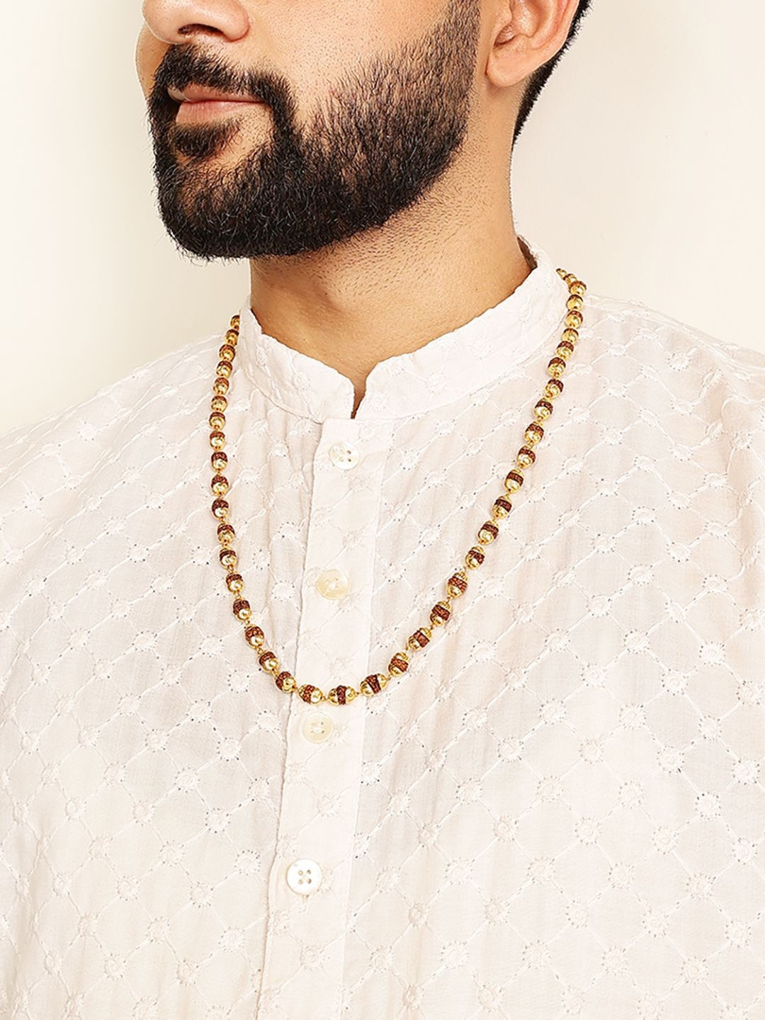 DIVINE HINDU Unisex Brass Gold-Plated 54 Beads Rudraksha Mala